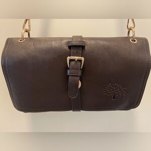 Brown pebble Leather , multi pocketed cross body bag.